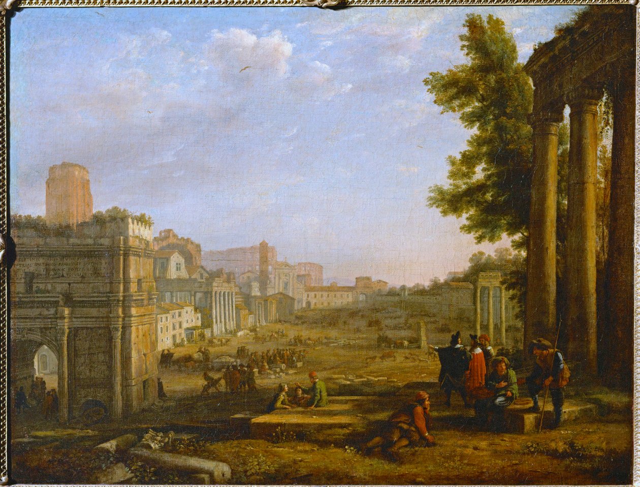 Vue du Campo Vacino - 罗马瓦西诺坎普景观 1636 ... 作者 克洛德·洛兰 (1600-82)