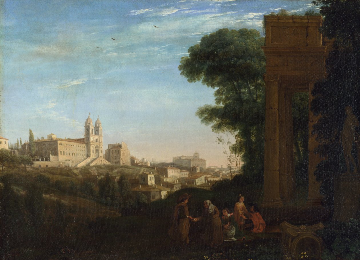"" Une vue de Rome, Italie "" (A View in Rome) Claude Lorrain 绘画（1600-1682）布面油画 1632 暗淡 60.3x84 厘米，伦敦国家美术馆 作者 克劳德·洛兰