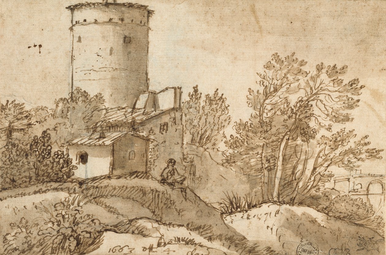 台伯河畔的农场建筑，1663年 作者 克劳德·洛兰