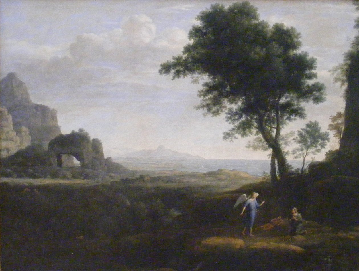 德语：Hagar und Ismael in der Wüste 哈加和伊斯玛尔在沙漠中 作者 克劳德·洛兰