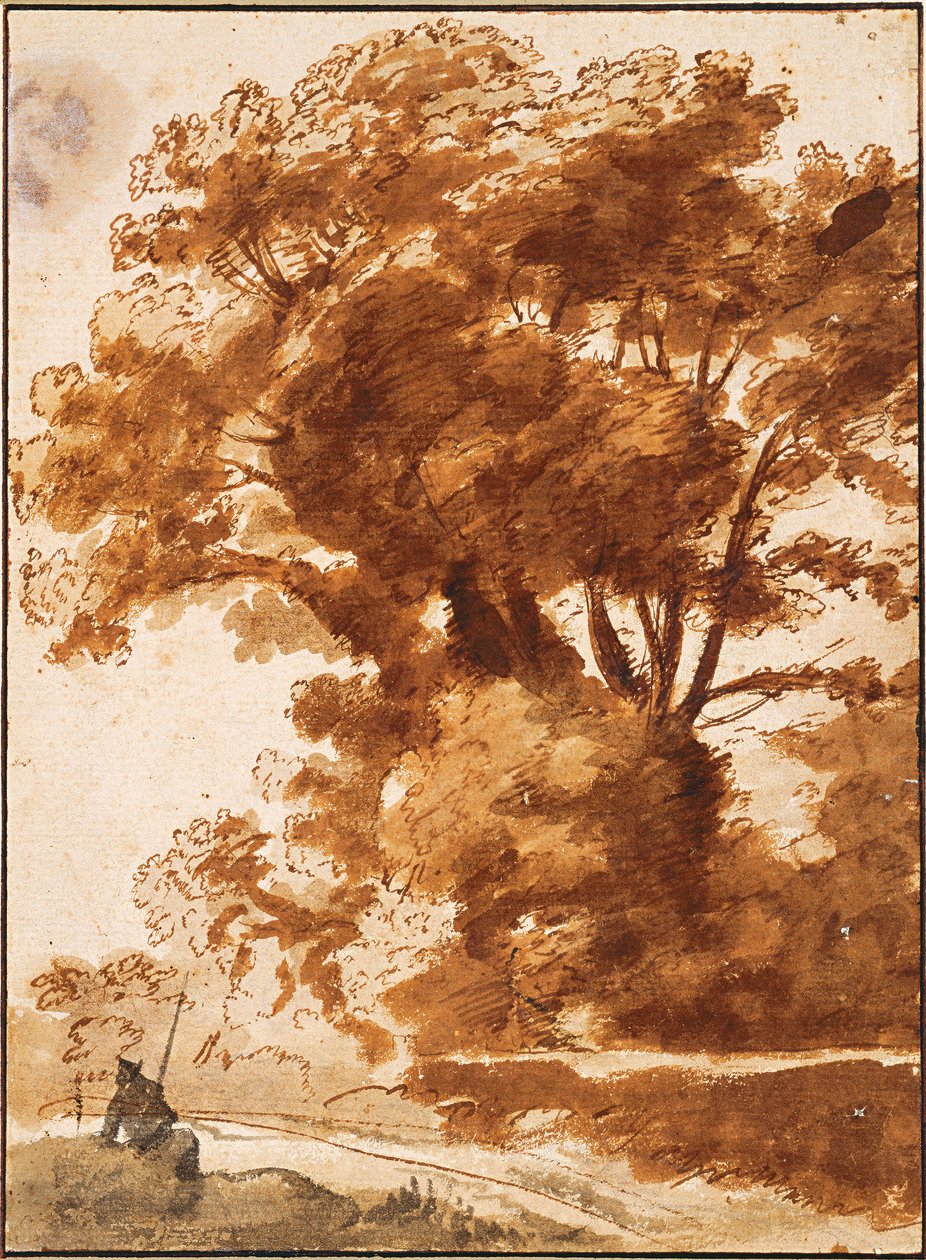 树木与静息牧群，1630年代 作者 克劳德·洛兰