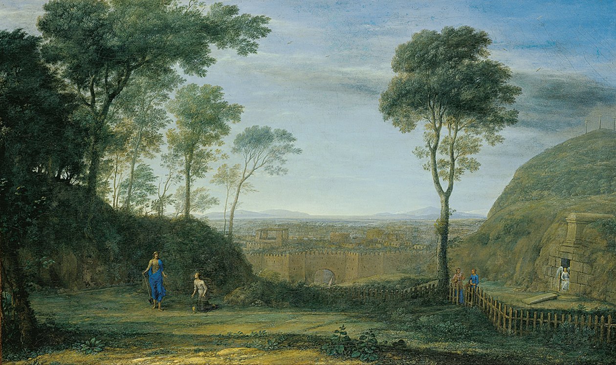 基督向抹大拉的圣玛丽亚显现的风景画（"Noli me tangere") 作者 克劳德·洛兰