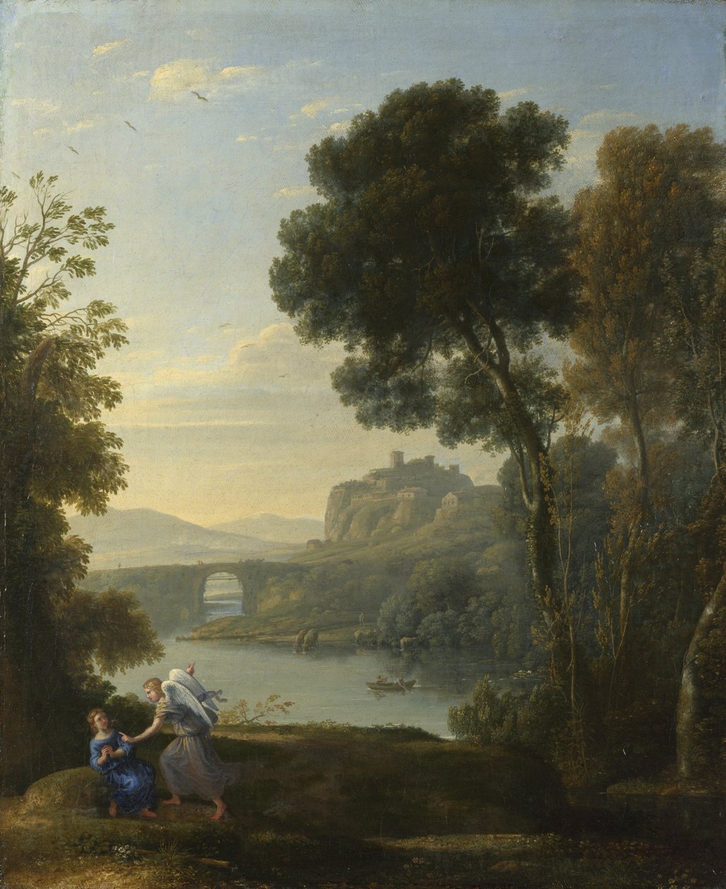 与夏甲和天使的风景，1646年 作者 克劳德·洛兰