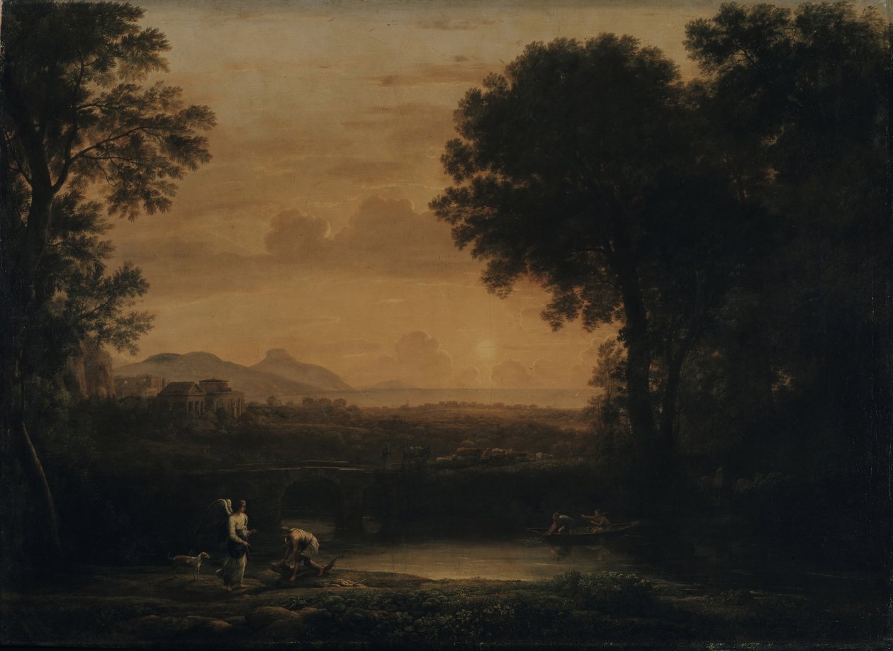 与托比亚斯和天使的风景，1663年 作者 克劳德·洛兰