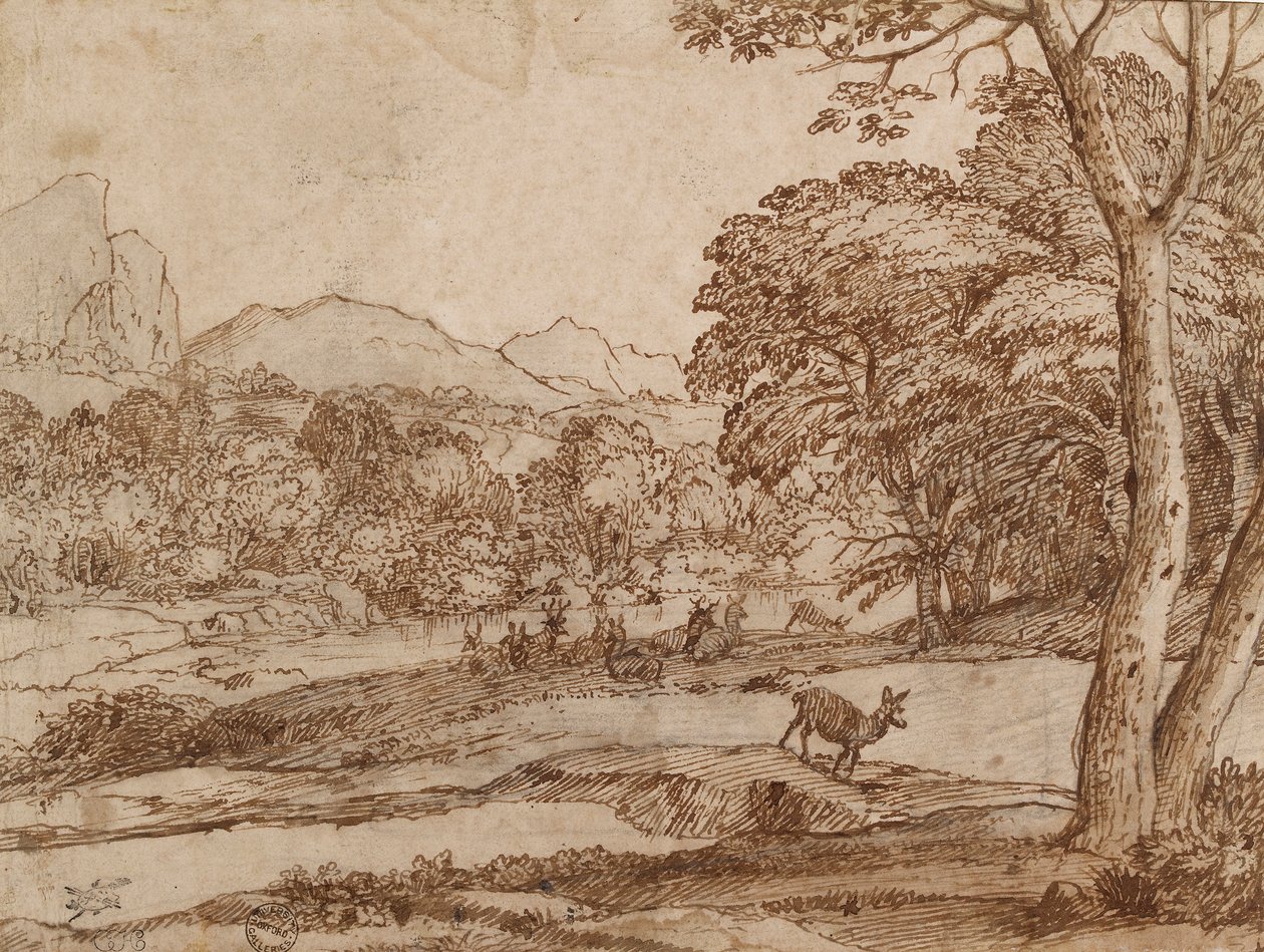 有鹿群的风景，1666年 作者 克劳德·洛兰