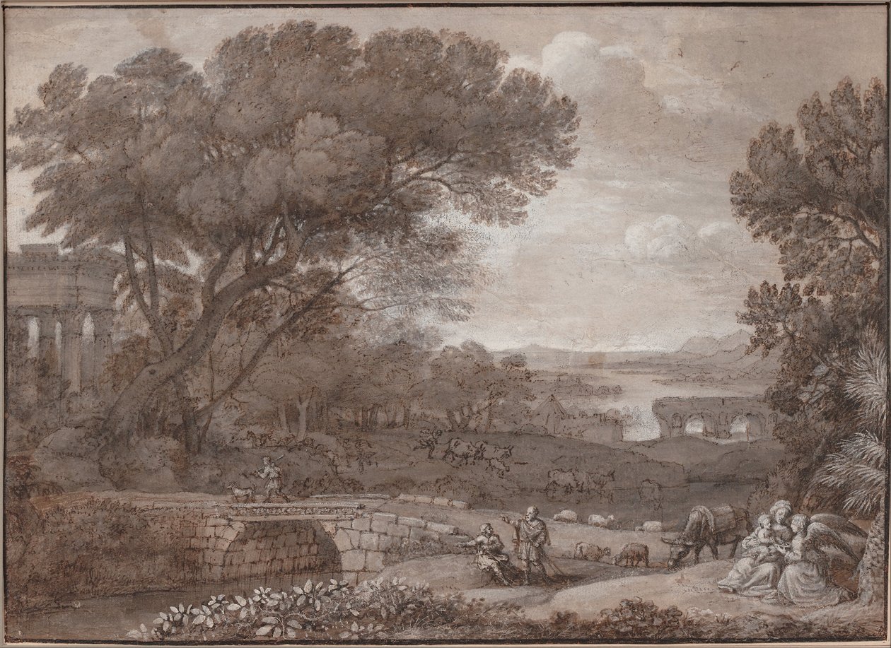 飞往埃及途中的风景，1660 年 作者 克劳德·洛兰