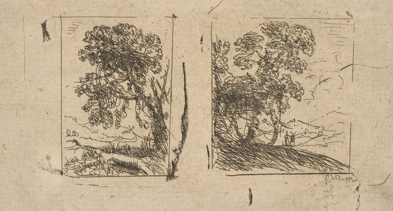 两幅风景画》，约1630年。 作者 克劳德·洛兰
