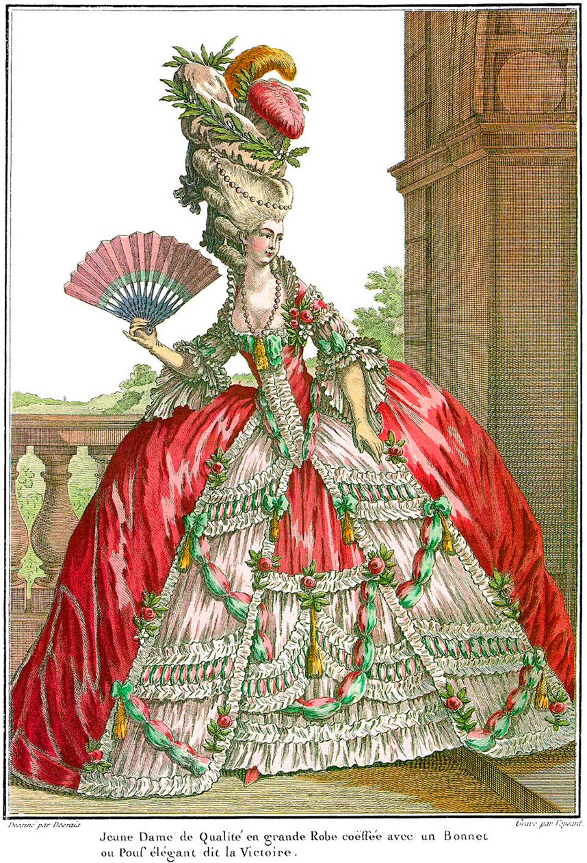 法国宫廷礼服，有宽大的裤兜，1778年。   作者 克劳德·路易·德斯赖斯