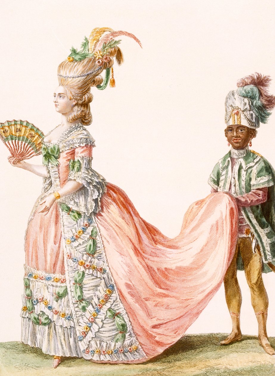 Lady&39;s精致的晚礼服，由The King镌刻，来自“法国时装和服饰画廊”，c.1778-87 作者 克劳德·路易·德斯赖斯