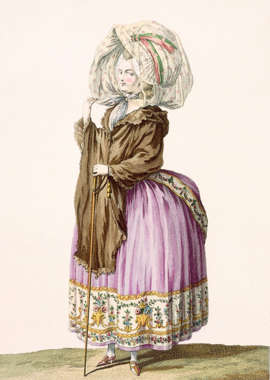 Polysoise，由Voysard雕刻，来自&39;Galeries des Modes et Costumes Francais&39;的第84号，c.1778-87 99：衣服;传统服饰;传统服饰;时尚;插图; C 作者 克劳德·路易·德斯赖斯