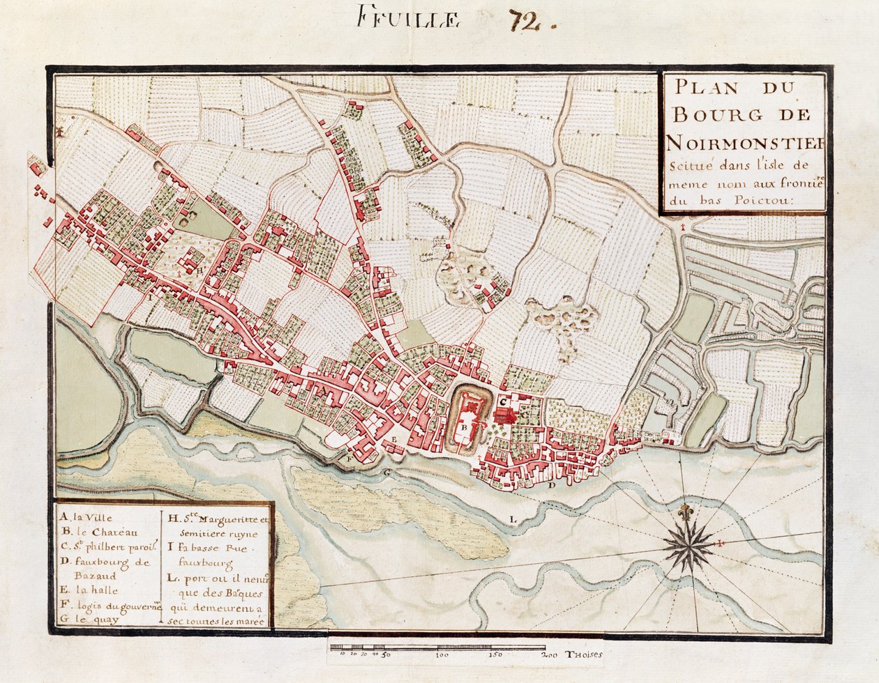 Atlas 131 H. Fol 72 Noirmoutier-en-l&39;Ile计划，c.1700（纸笔，墨水和纸张） 作者 克劳德·马斯
