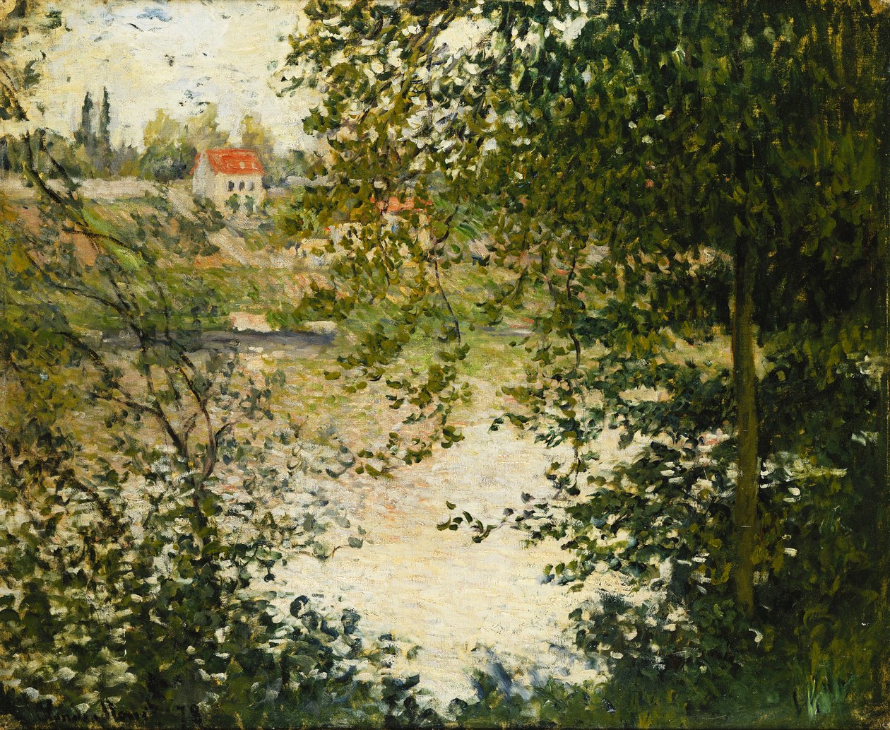 La Grande Jatte岛的树木景观； Travers les Arbres，大雅特岛，1878年 作者 克劳德·莫奈