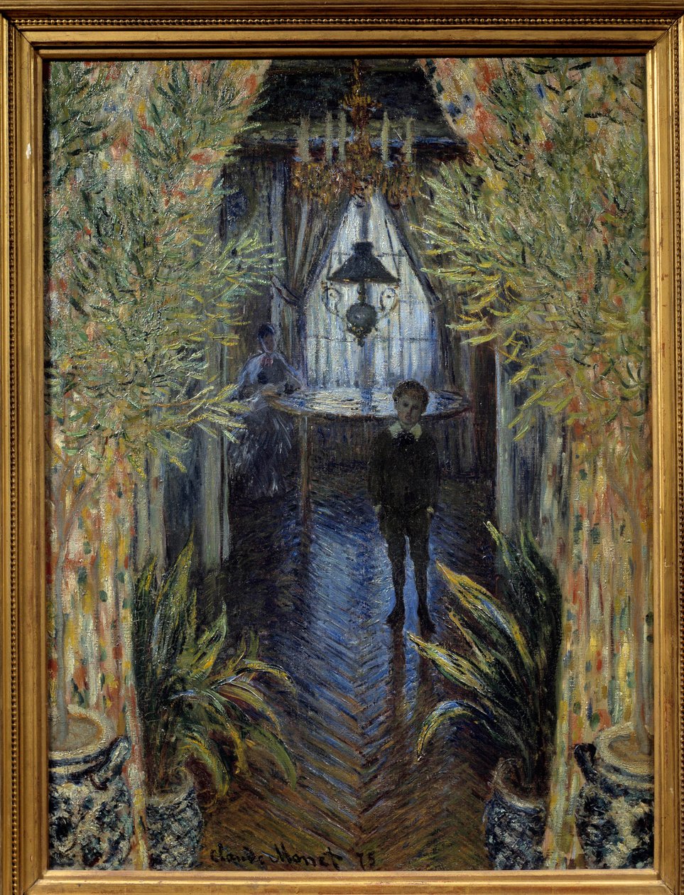 An apartment corner Interior view with the son (Jean) and wife (Camille Doncieux) of the artist of the apartment in Argenteuil. Painting by Claude Monet (1840-1826). 1875 Sun. 0,8x0,6 m Paris, Musee d
