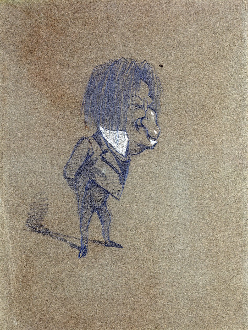 Jules Husson的漫画（1821-89）&39;Champfleury&39;，1858年（铅笔和水粉在纸上） 作者 克劳德·莫奈