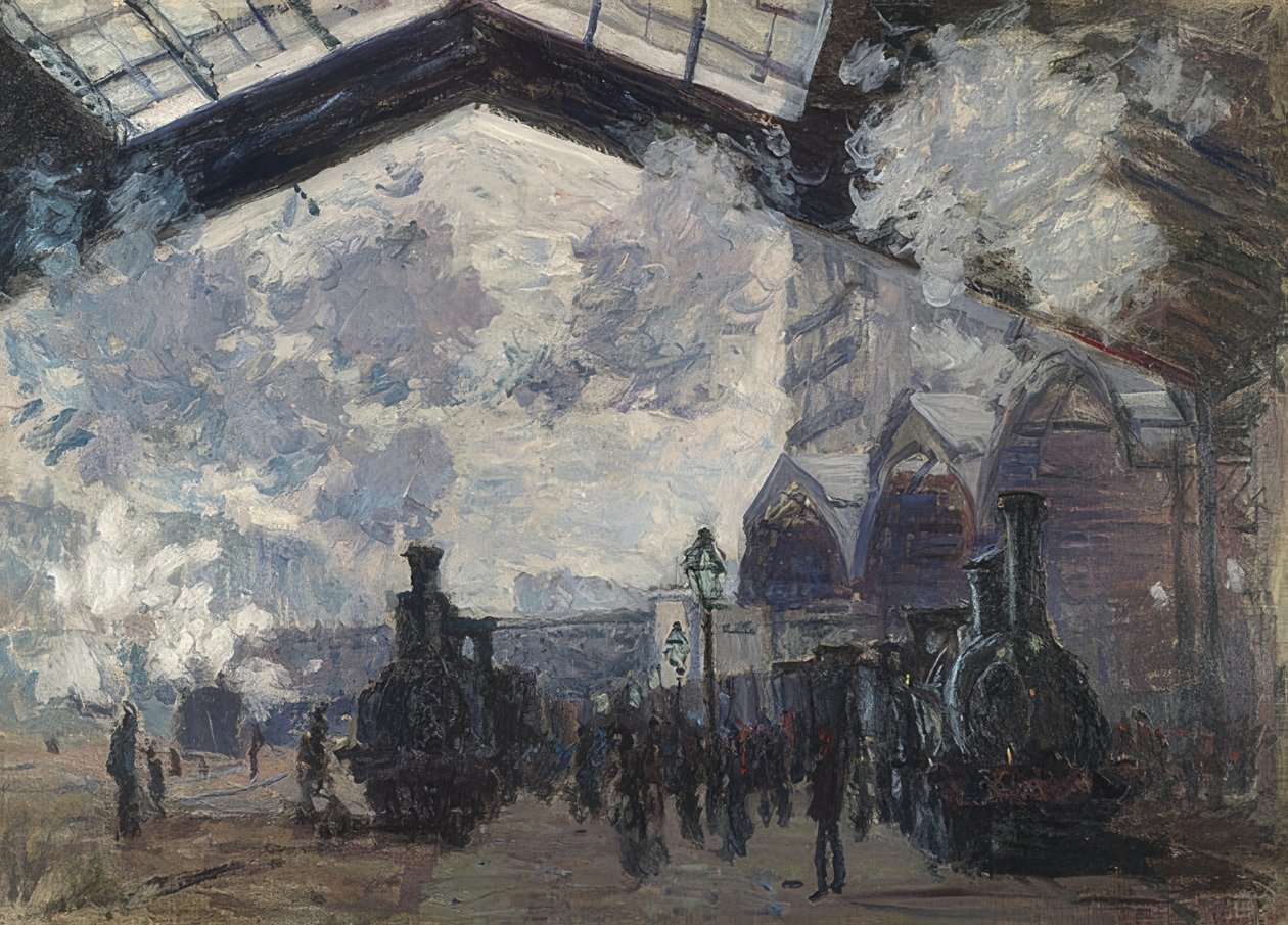 Der Gare Saint Lazare。 1877年 作者 克劳德·莫奈