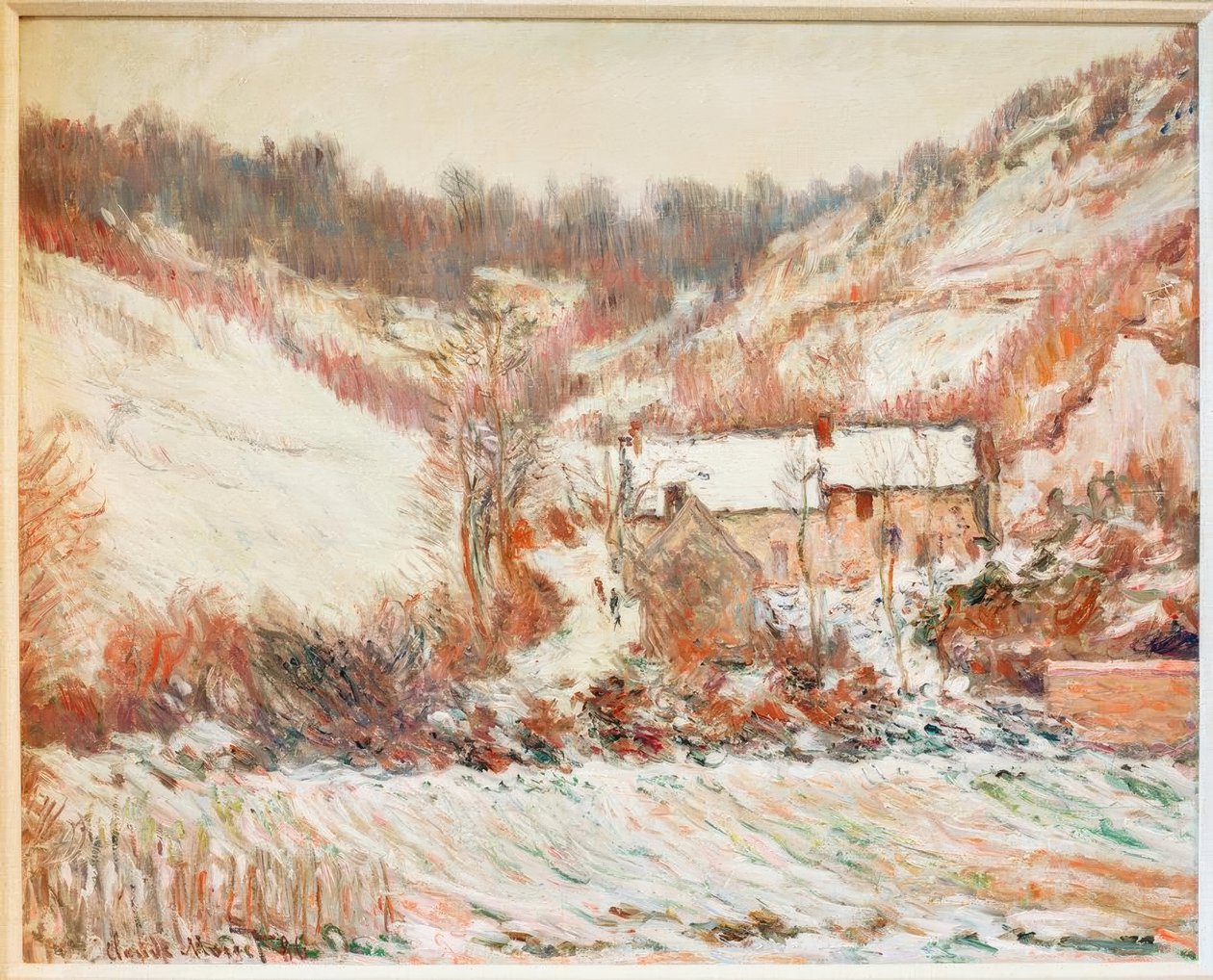 Falaise（Schneestimmung bei Falaise）的降雪效果 作者 克劳德·莫奈