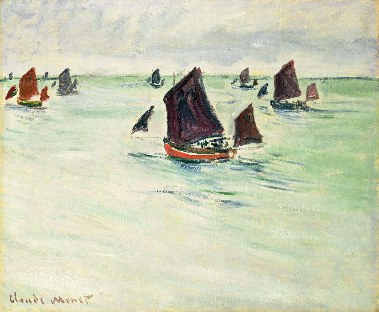 钓鱼船在大Pourville，1882年 作者 克劳德·莫奈