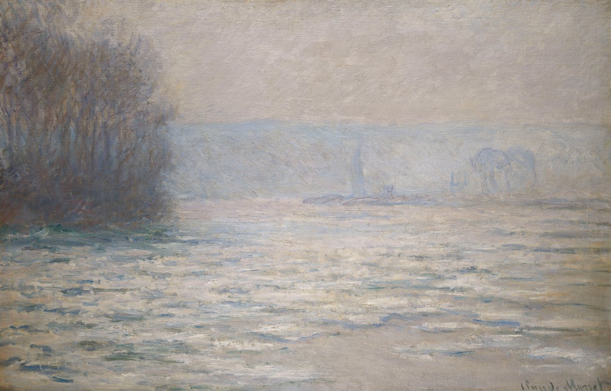 贝纳库特附近的塞纳河洪水；贝纳库特（La Seine pres Bennecourt）惨案，1893年 作者 克劳德·莫奈