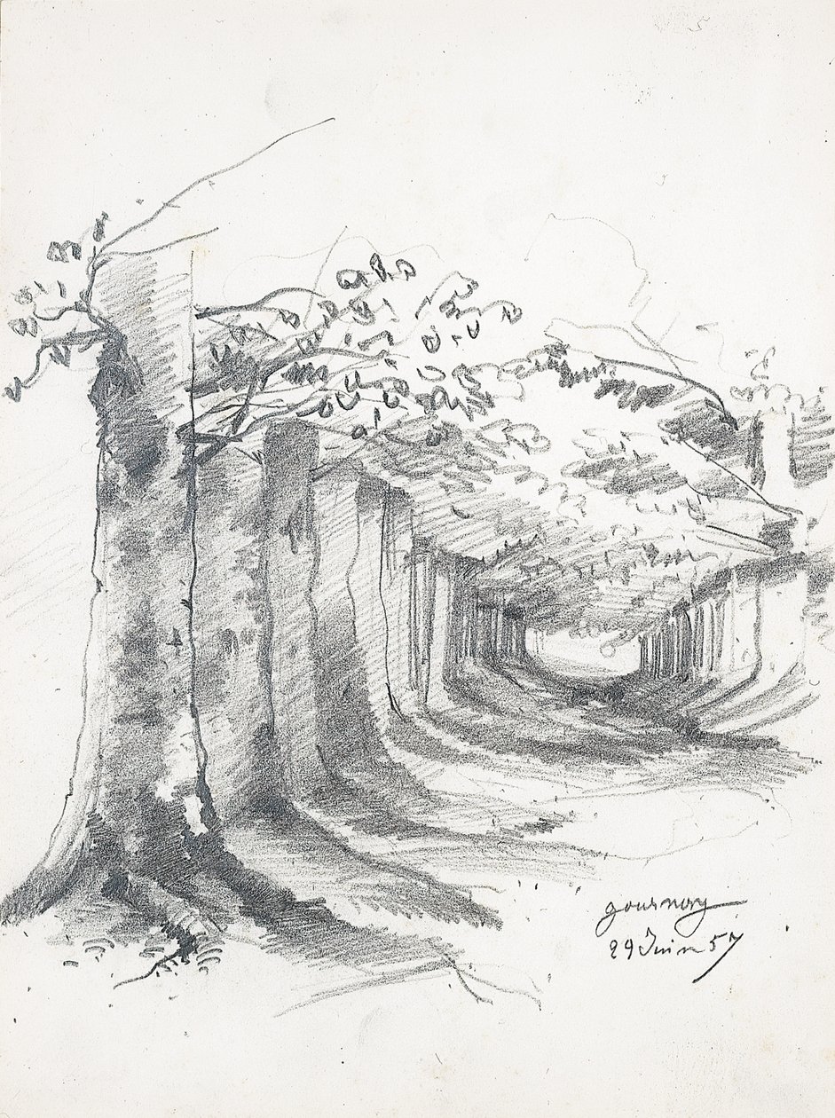1857年在古尔奈（Gournay）的森林小巷 作者 克劳德·莫奈