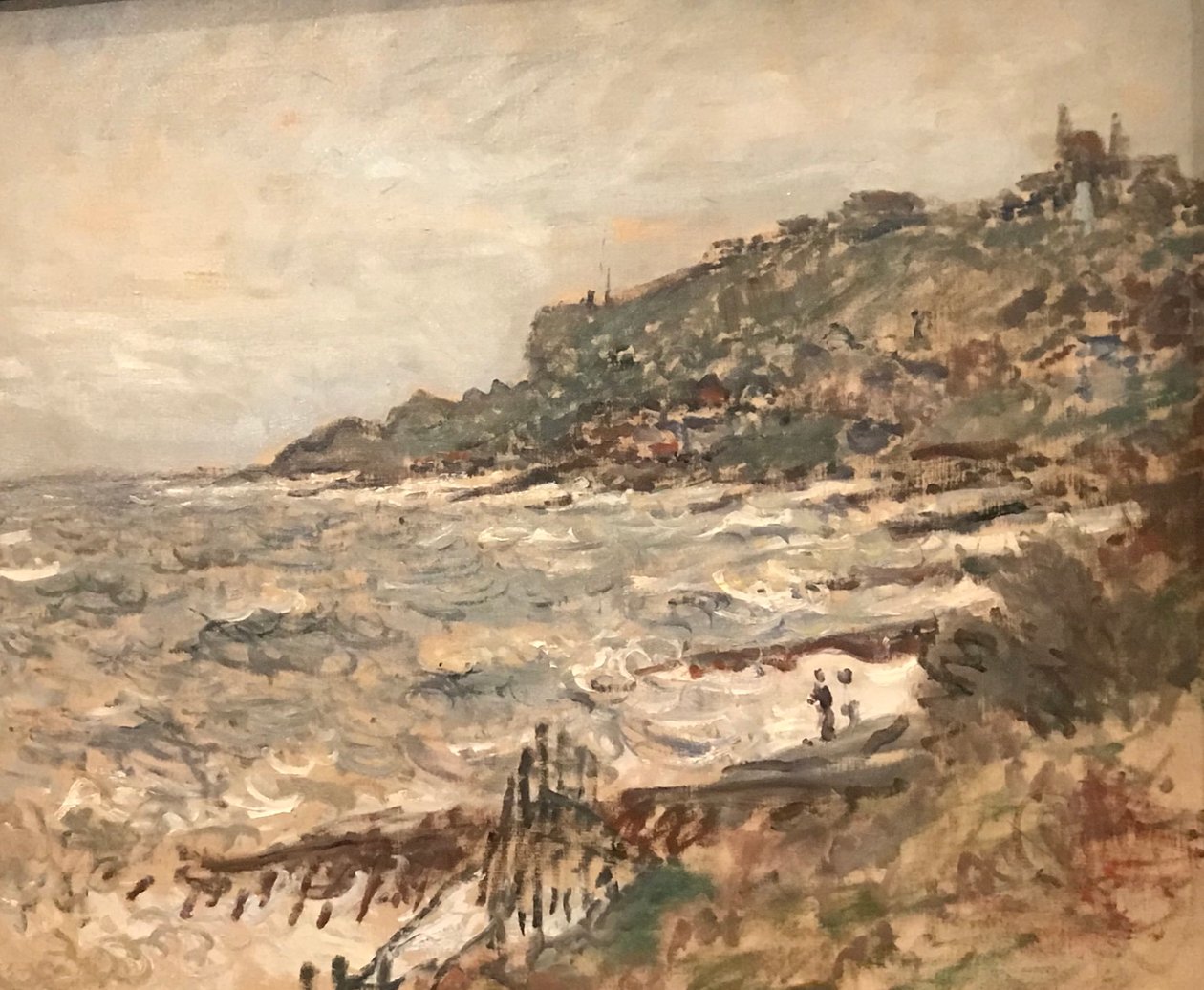 法语：Falaise de Sainte-Adresse，灰色天气 作者 克劳德·莫奈