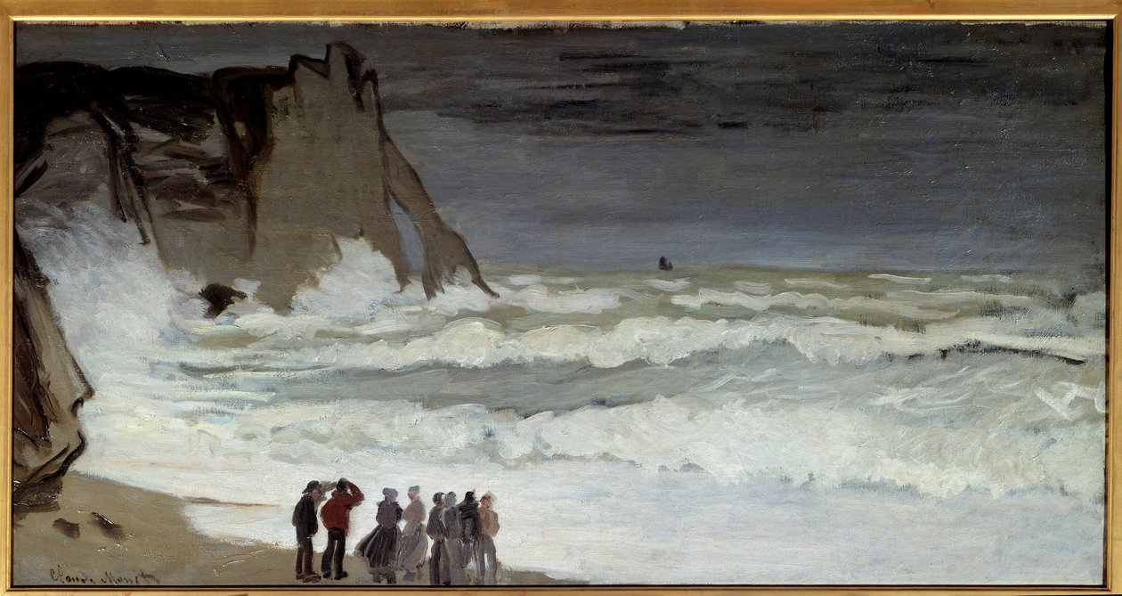 Grosse mer a Etretat 绘画 Claude Monet (1840-1926) 1868 Sun。 0,66x1,31 m 巴黎，奥赛博物馆 作者 克劳德·莫奈