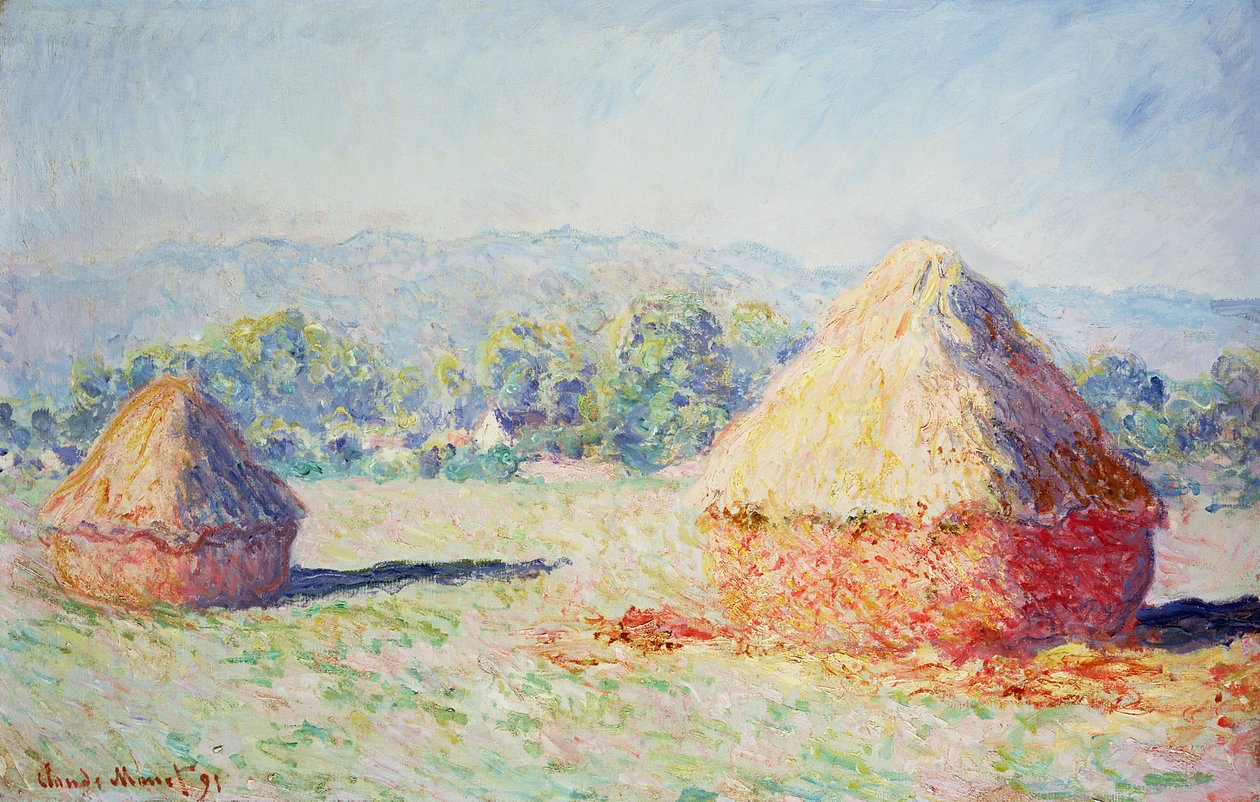 干草堆在阳光下，早晨效应，1891年 作者 克劳德·莫奈