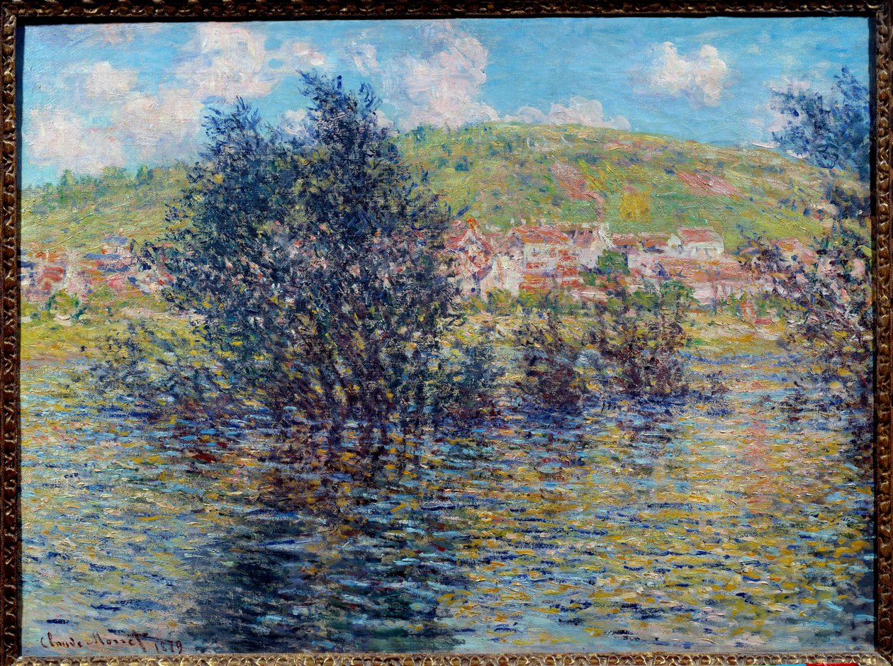 La Seine a Vetheuil，雨后的阳光效果。 克劳德·莫奈 (1840-1926) 的绘画 作者 克劳德·莫奈