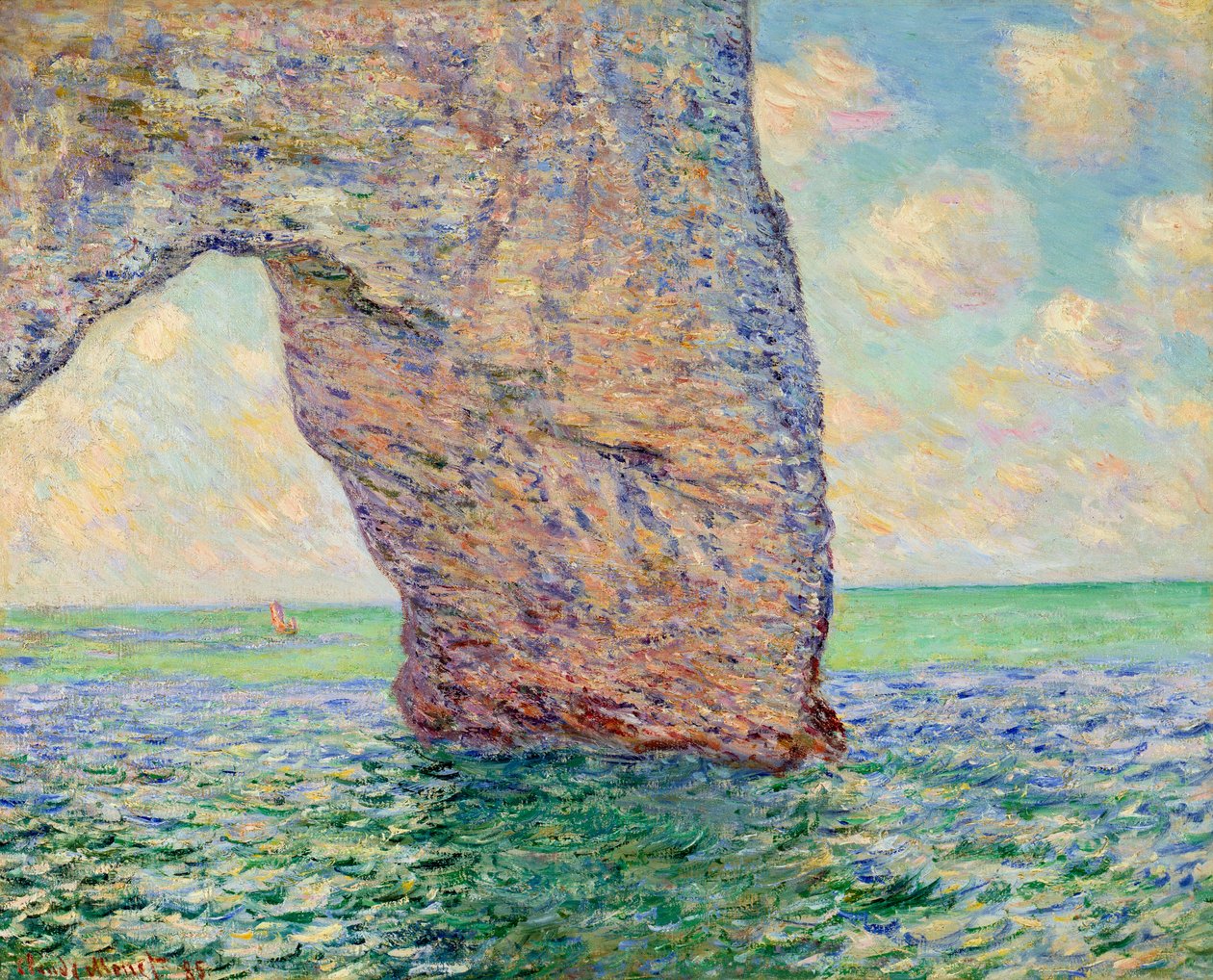 La manneporte à Etretat 克劳德·莫奈 (1840-1926) 的绘画 1885 年昏暗。 0,65x0,81 m 私人收藏 - 埃特勒塔 (La Manneporte) 的悬崖 - Claude Monet (1840-1926) 绘画，布面油画 (65 x 81 cm) 作者 克劳德·莫奈