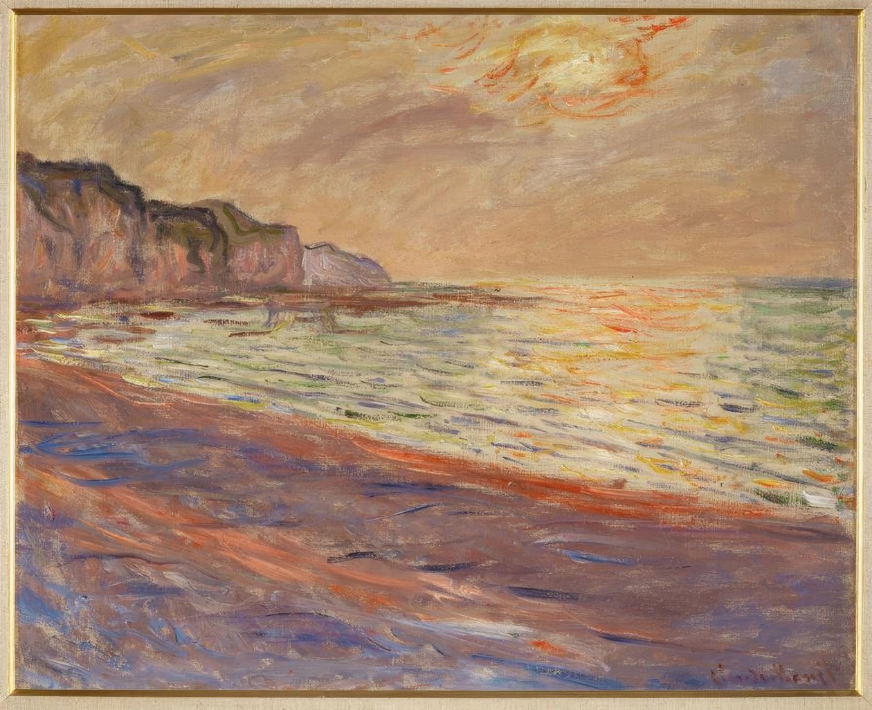 普维尔海滩，夕阳 作者 克劳德·莫奈
