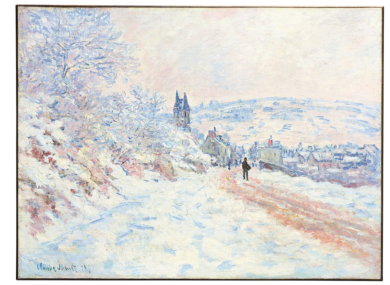 维特伊伊之路，雪景，1879年 作者 克劳德·莫奈