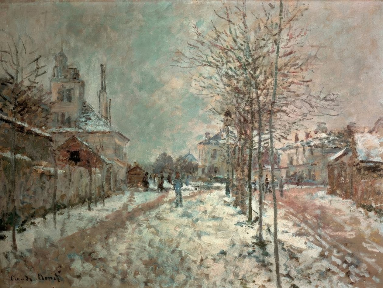 在阿根廷的蓬图瓦兹林荫大道，雪 作者 克劳德·莫奈