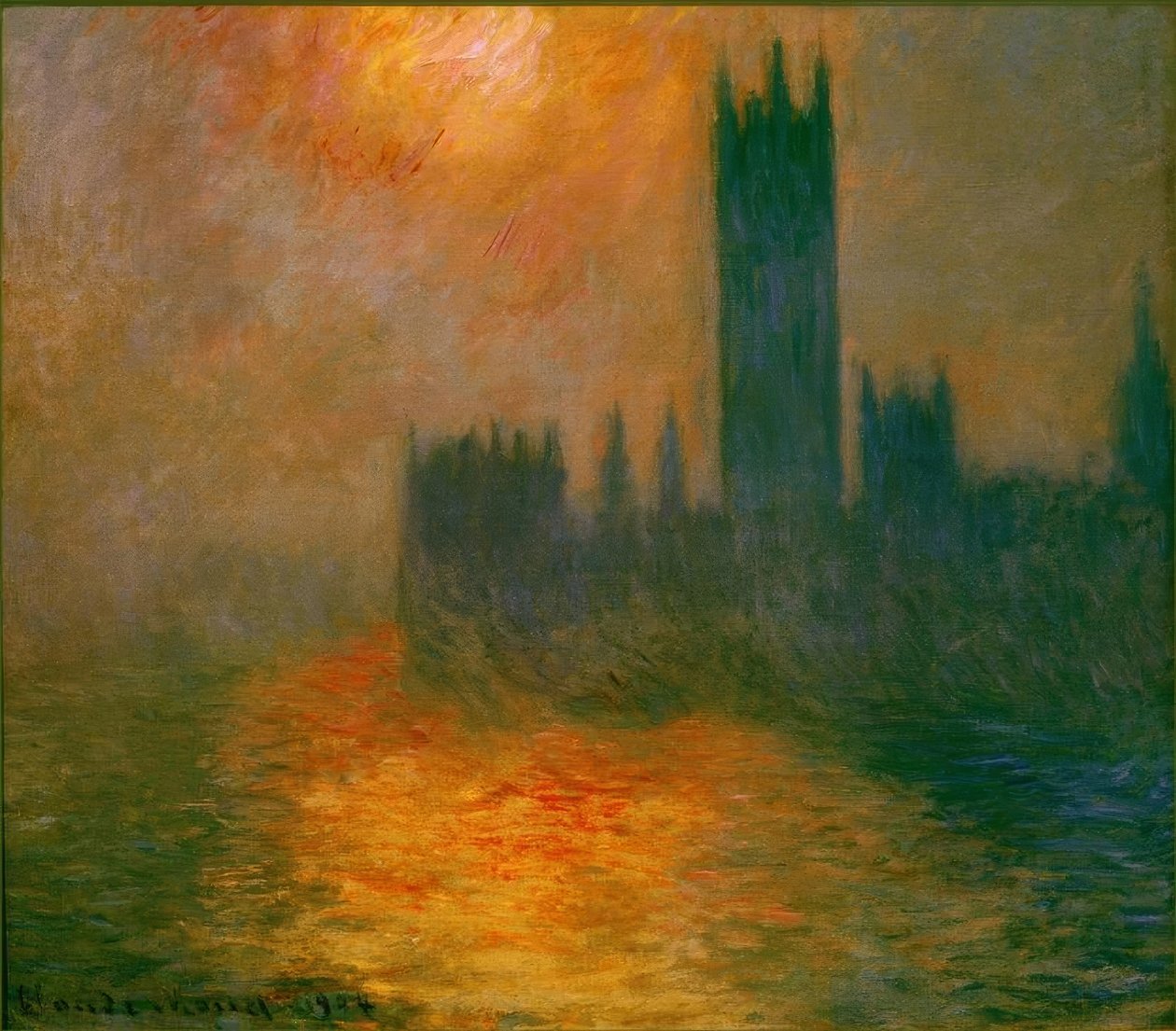 议会，日落（Das Parlament，Sonnenunter 作者 克劳德·莫奈