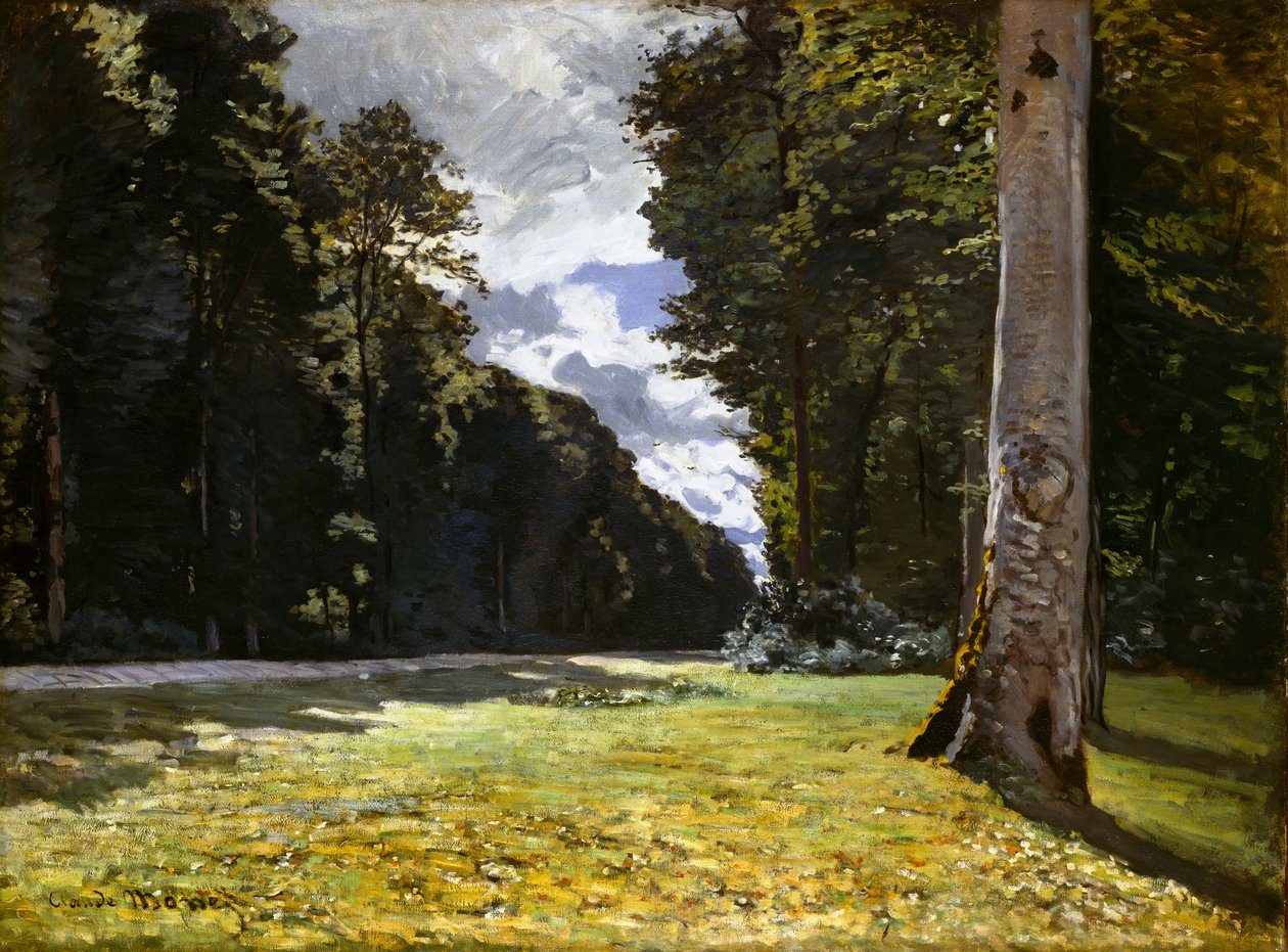 Le Pavé de Chailly dans la forêt de Fontainebleau 穿过森林的Chailly路..., 1865年。 作者 克劳德·莫奈