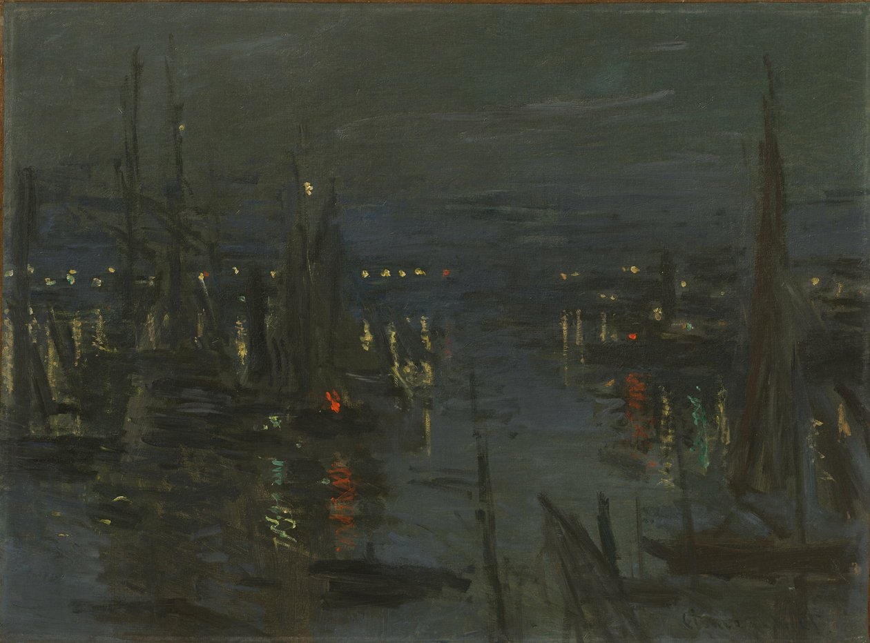 Le Port du Havre, Effet de Nuit 1873年，夜晚的勒阿弗尔港。 作者 克劳德·莫奈