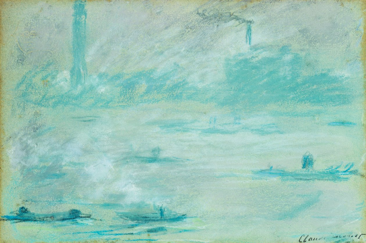伦敦，泰晤士河上的船；伦敦，泰晤士河上的船，1901年 作者 克劳德·莫奈