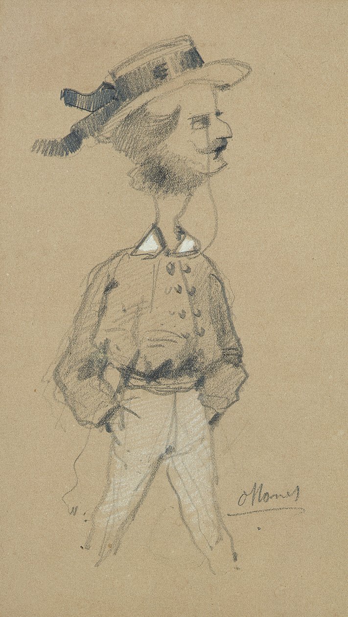 男子与一个船帽，1857年 作者 克劳德·莫奈