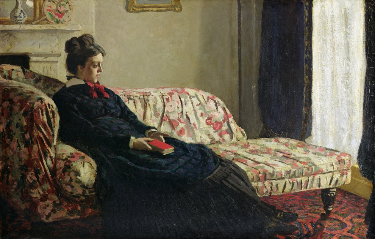 冥想，或莫奈夫人在沙发上，约1871年（布面油画） 作者 克劳德·莫奈