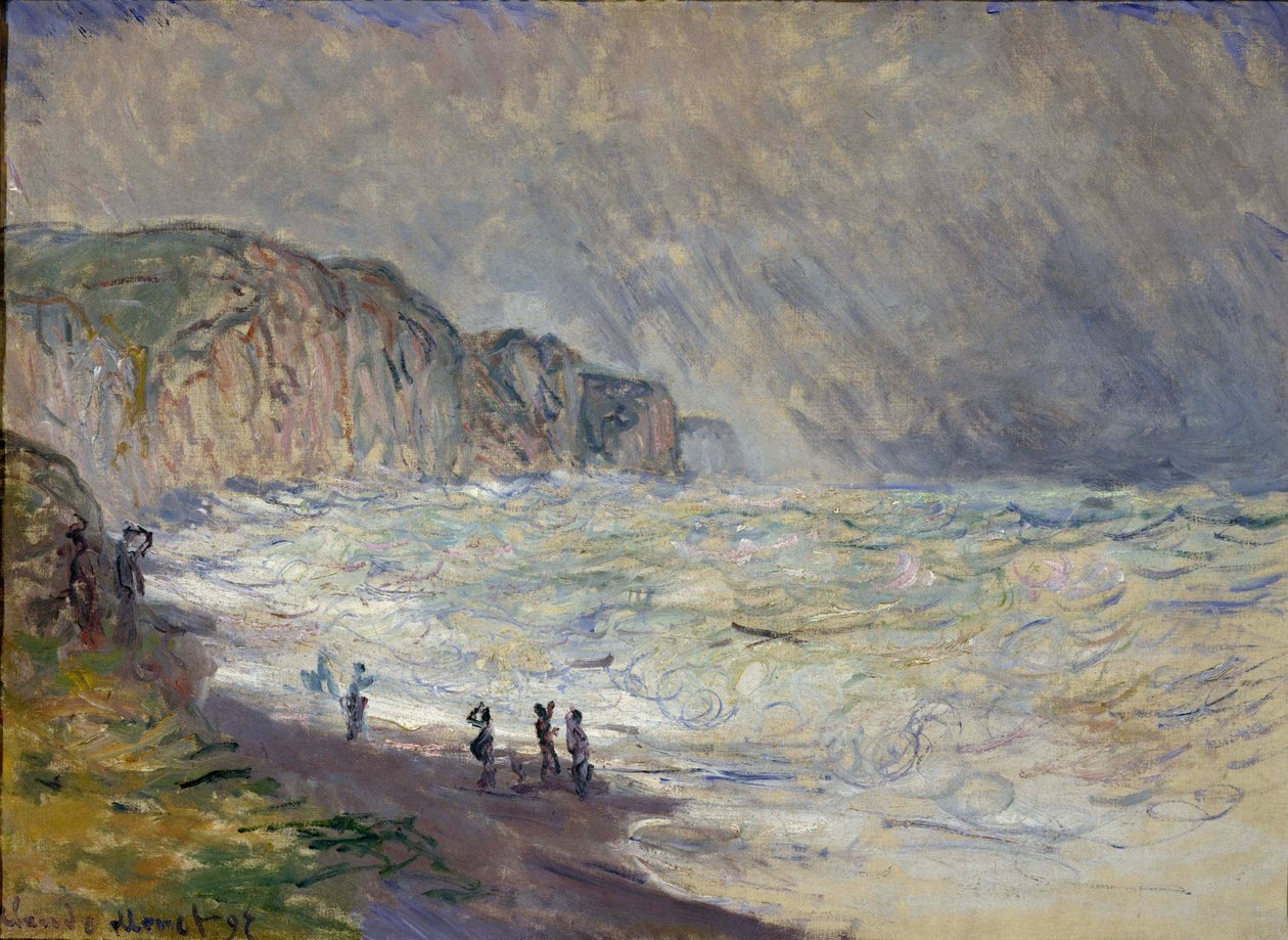 Mer agitee a Pourville - 克劳德-莫奈（1840-1926 年）的油画，布面油画 作者 克劳德·莫奈