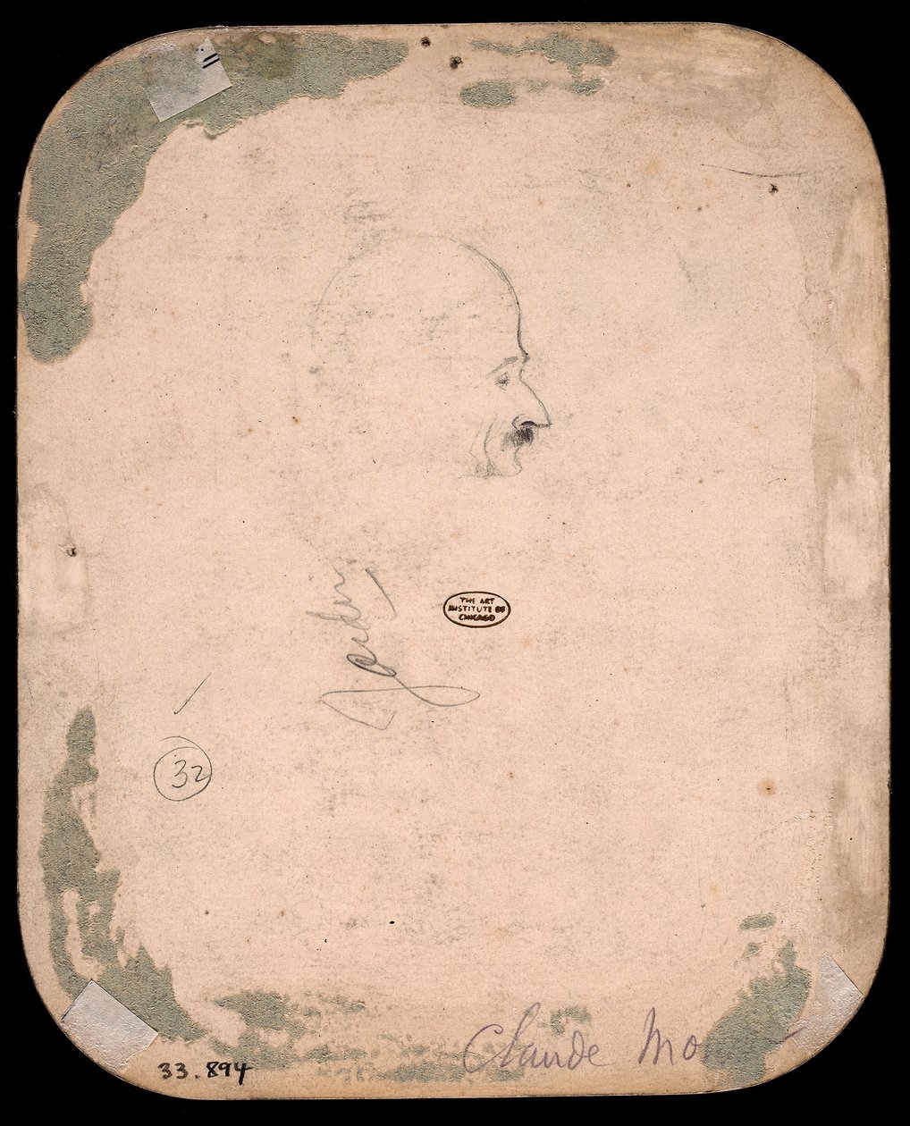 莫奈 - 男性头部侧面素描（背面），1855-56，1933.894 作者 克劳德·莫奈