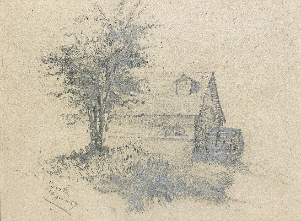 Lezarde上的红磨坊，1857年 作者 克劳德·莫奈