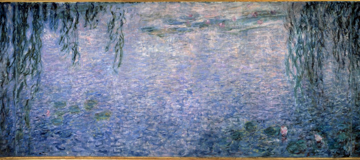 睡莲，晴朗的早晨，柳树三联画中央部分。 克劳德·莫奈 (Claude Monet) (1840-1926) 1914-1926 年的绘画 2 x 4.25 米。 巴黎。 橘园博物馆 作者 克劳德·莫奈