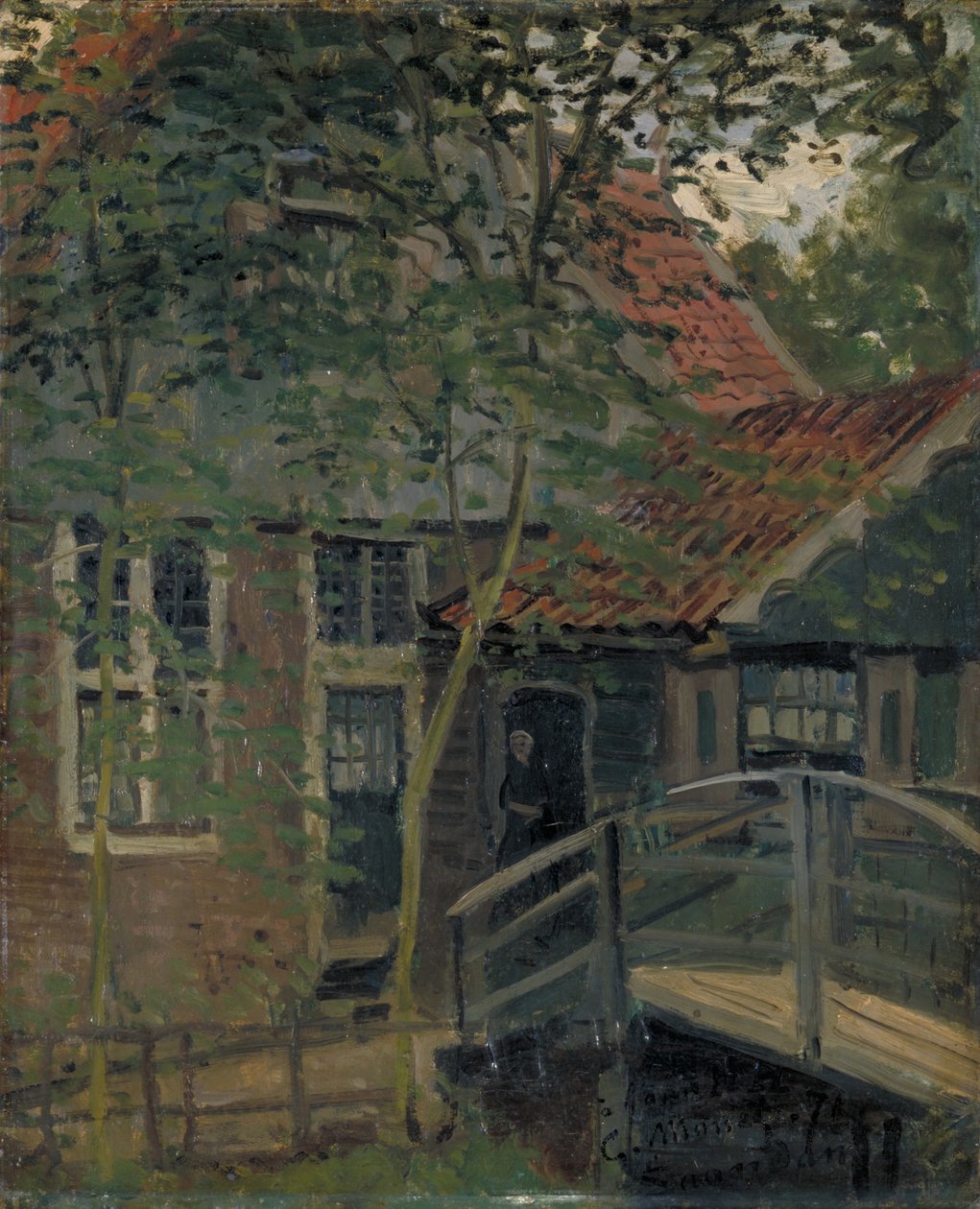 Passerelle à Zaandam 在Zaandam的行人桥，1871年。 作者 克劳德·莫奈