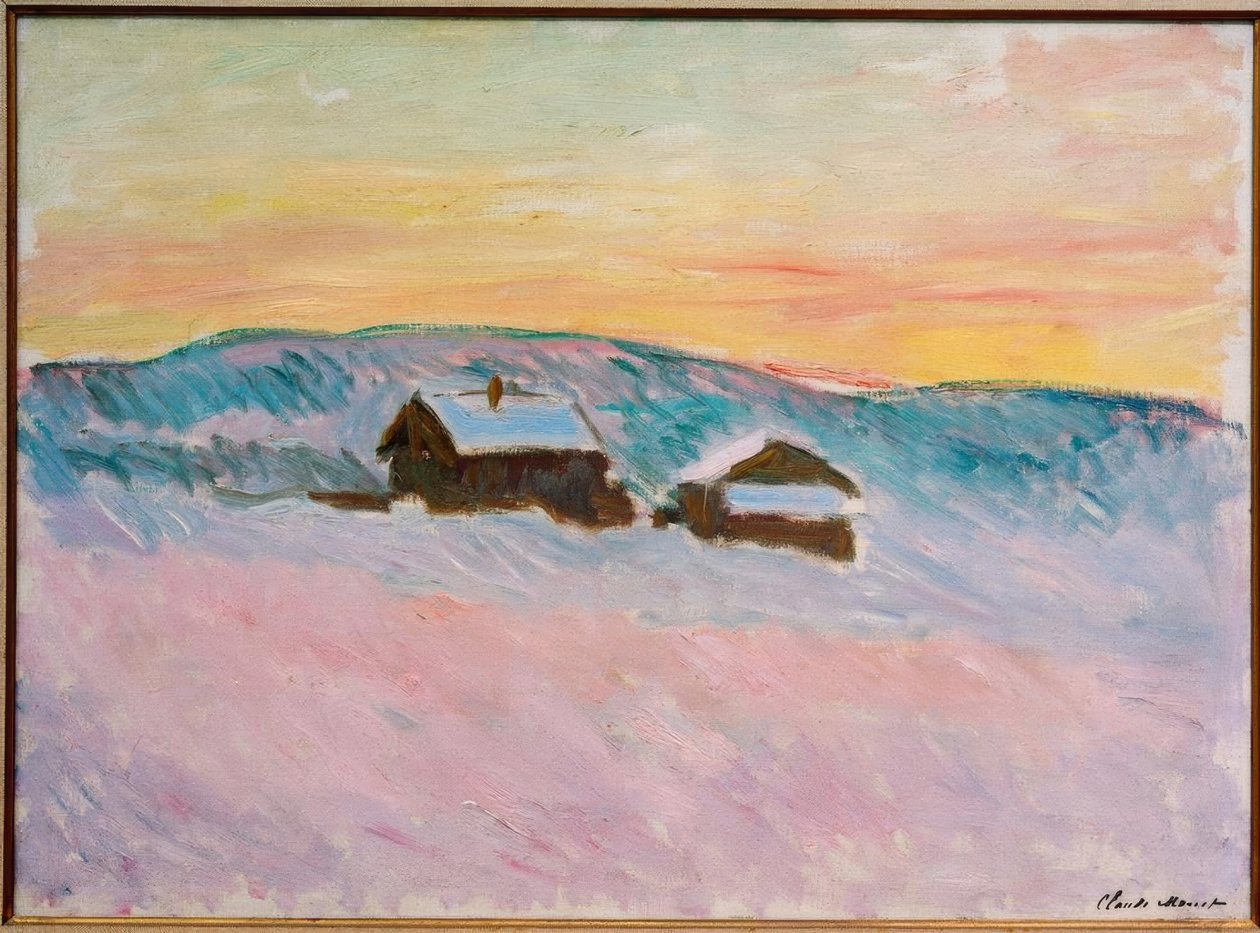挪威风景，蓝色的房子 作者 克劳德·莫奈