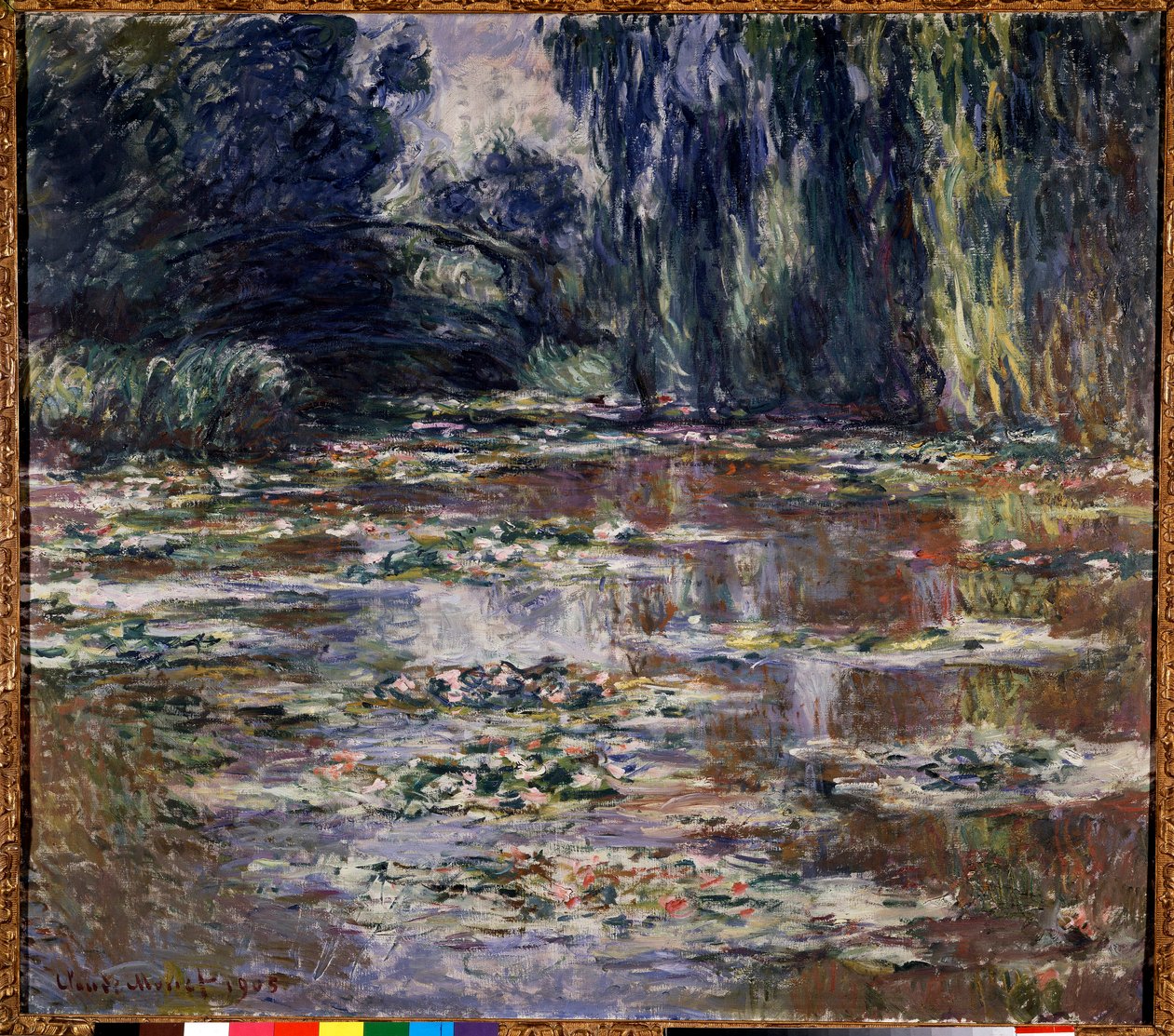 克劳德·莫奈 (Claude Monet) (1840-1926) 1905 年创作的吉维尼画作 Petite pont。 0,9x1 米私人收藏 - 吉维尼的小桥。 克劳德·莫奈 (1840-1926) 的绘画 作者 克劳德·莫奈