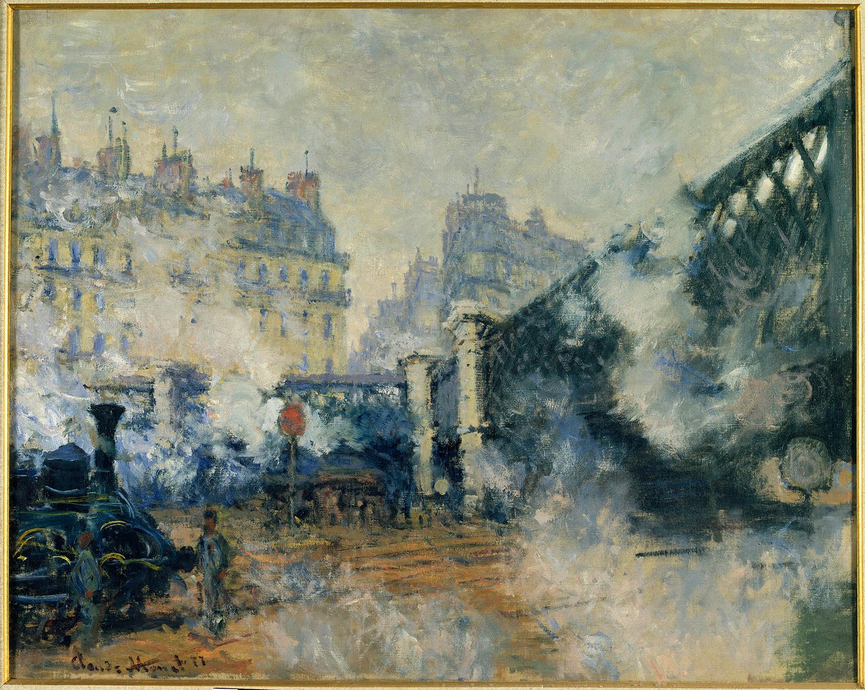 欧洲桥和圣拉扎尔车站(Saint-Lazare) 克劳德-莫奈(1840-1926)的画作 1877年 阳光 0,64 x 0,81m.巴黎。马尔默坦博物馆 作者 克劳德·莫奈