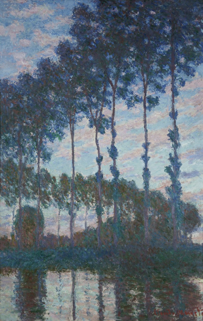 埃普特河两岸的白杨树，傍晚效果，1891年 作者 克劳德·莫奈