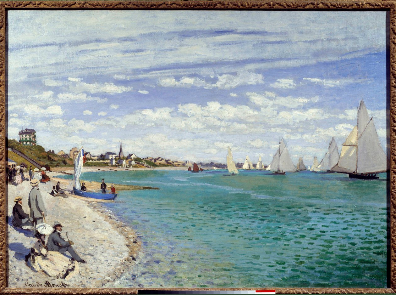 Regates a Sainte Address 塞纳河沿岸的 Sainte-Adresse 海滩。 克劳德·莫奈 (1840-1926) 1867 年作画 0.99x0.72 m 纽约，大都会博物馆 作者 克劳德·莫奈