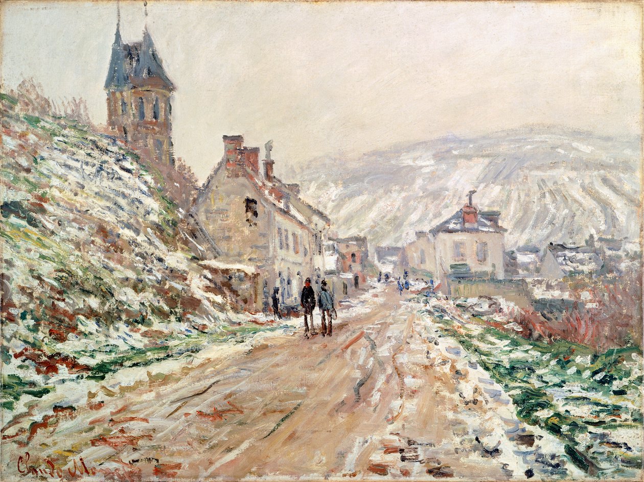 克劳德-莫奈（Claude Monet，1840-1926 年）的《维特伊冬季的公路 作者 克劳德·莫奈
