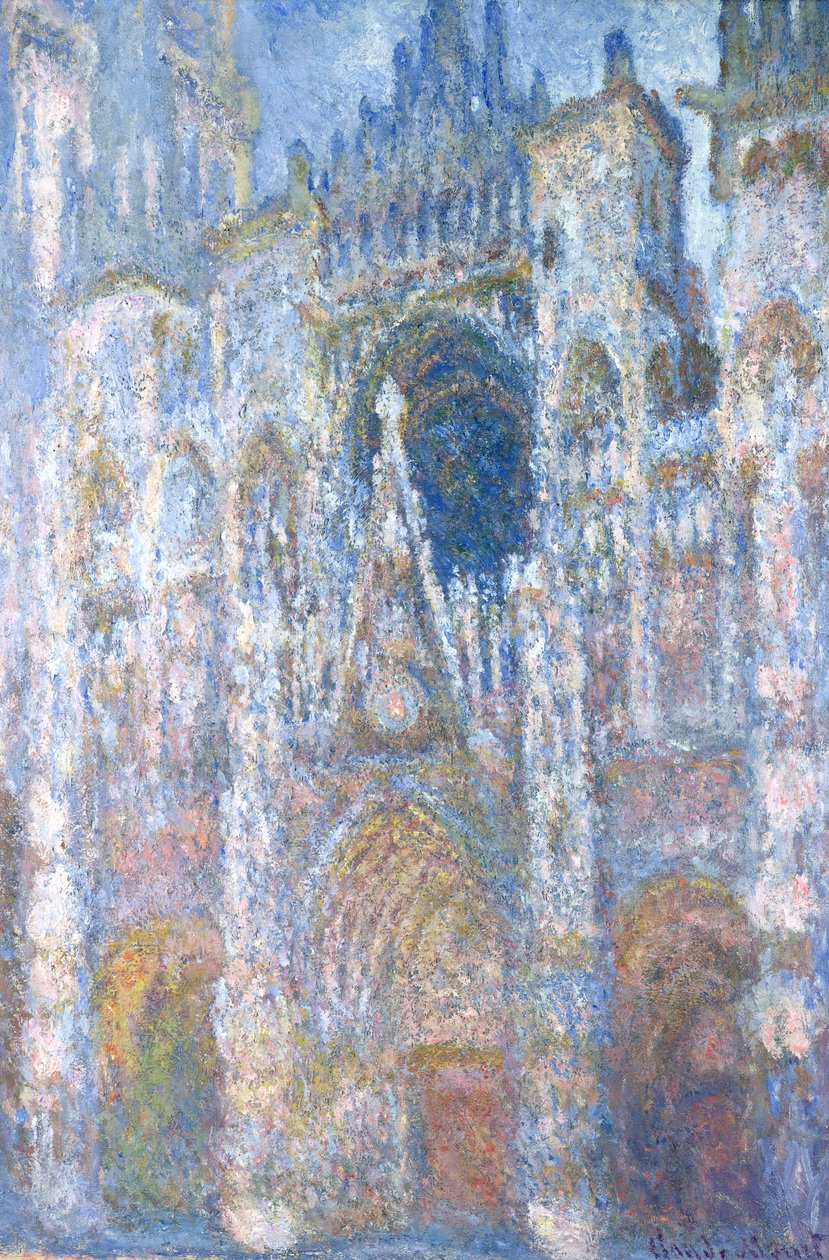 鲁昂大教堂，蓝色和谐，早晨阳光，1894年 作者 克劳德·莫奈