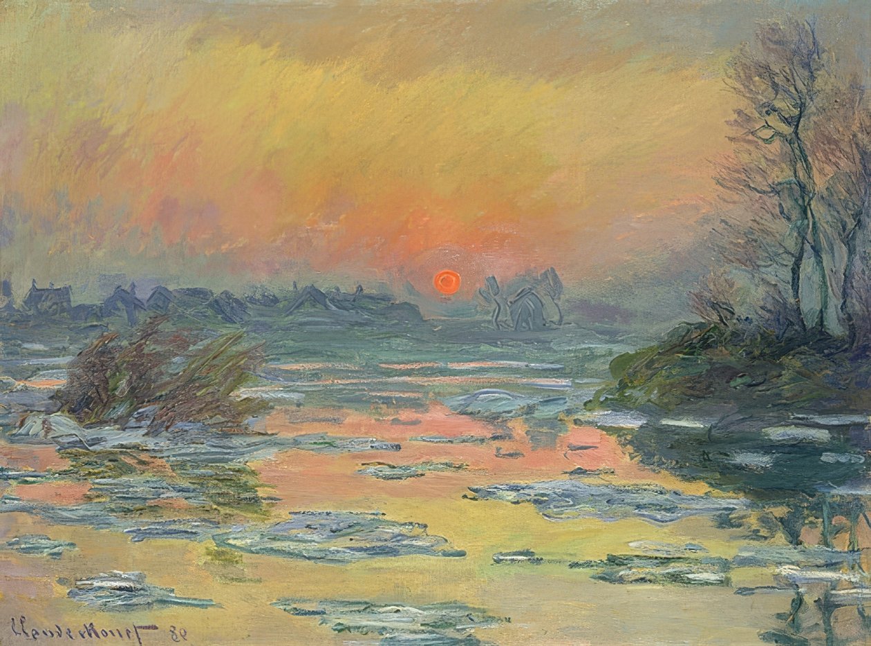 塞纳河上的日落（Coucher de Soleil sur la Seine）。 1880年 作者 克劳德·莫奈